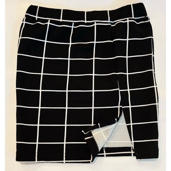 Shein Girls Split hem Midi Pencil Skirt in Black & White Grid Pattern - Size 8Y - Picture 2 of 6
